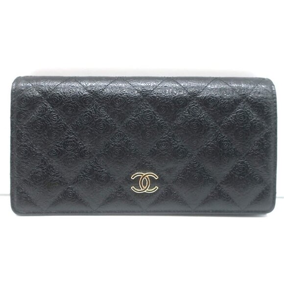 Chanel Camellia-Embossed Quilted Leather L Yen Continental Wallet Black - Picture 3 of 15